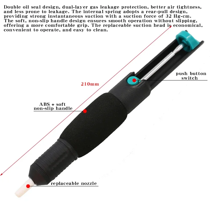 CJ-366D Powerful Dual-Ring Non-Slip Handle Solder Sucker Solder Pump Manual Soldering Tool for PCB