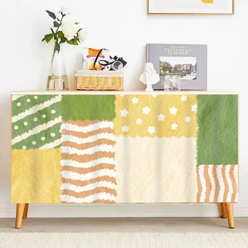 VIKAMA Patchwork Kawaii Cabinet Curtain, Dustproof Wardrobe Door Curtain for Laundry Room Nursery Kids Room Decor