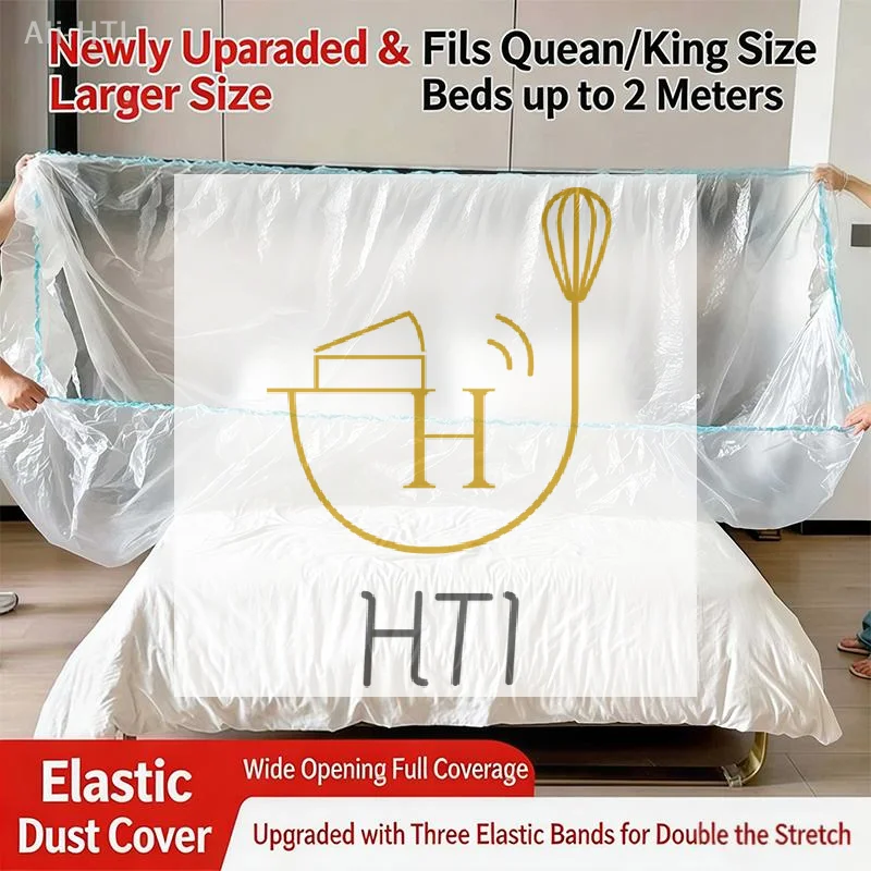 Transparent Disposable Bed Dust Cover Waterproof Thick Plastic Furniture Protection Easy Application Elastic Edges