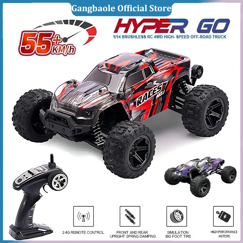 HXRC 8609 8610 1:14 55KM/H 4WD RC Car With LED Remote Control Cars High Speed Drift Monster Truck for Kids vs Wltoys 144001 Toys