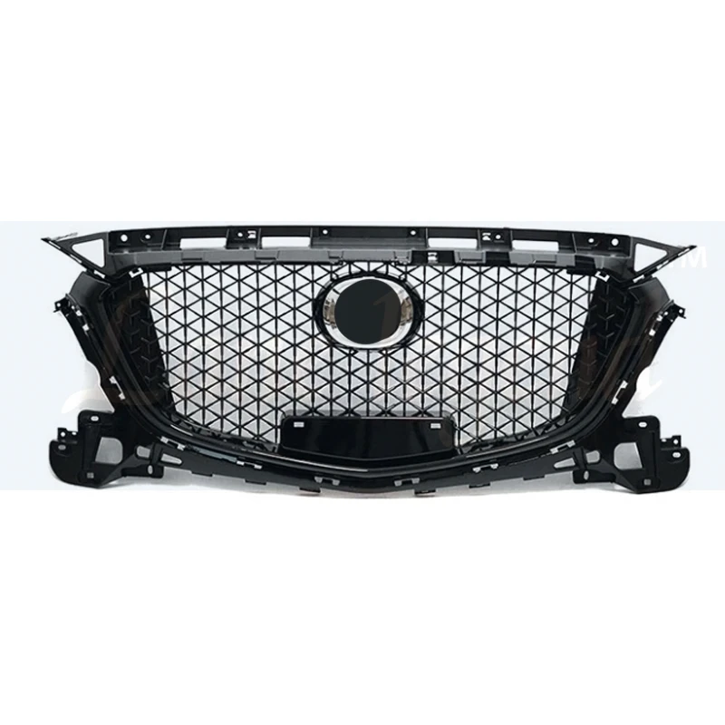 For Mazda 3 Axela 2017 2018 2019 Gloss Black Honeycomb Grille ABS Front Middle Grille Front Bumper Grill Upper Grille Racing