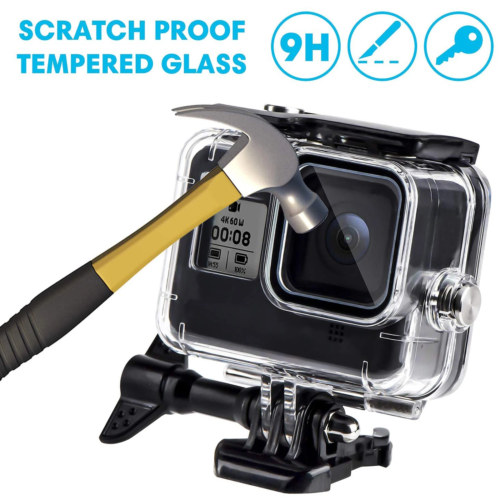 Cubierta protectora subacuática impermeable de 60M para GoPro Hero 8