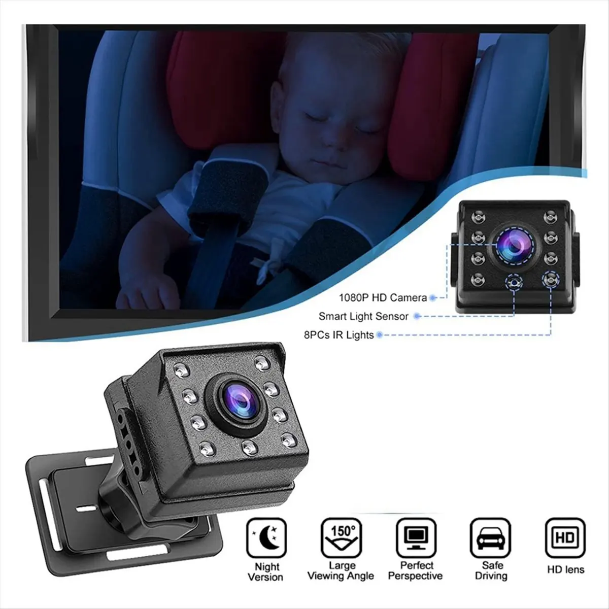 !DT~D2363Baby Car Monitor 1080P Secure Baby Backseat Camera with 4.3Inch Display, Easy Install, Baby Car Camera for Infant Kids