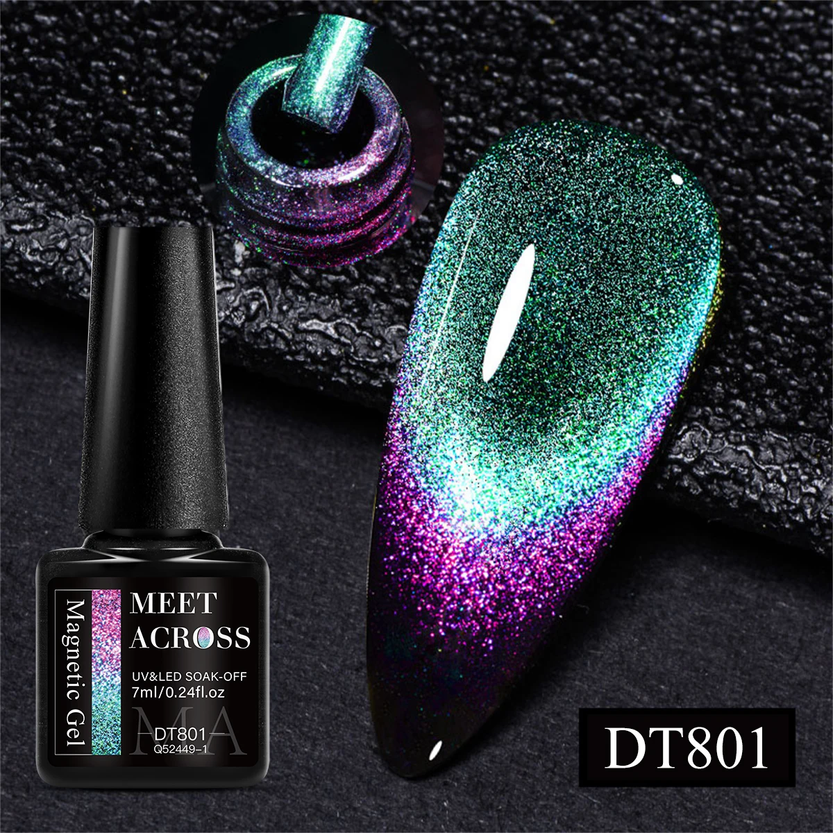 MEET ACROSS 7ml 9D Rainbow Cat Magnetic Gel Nail Polish For Nails Glitter Semi-Permanent UV Gel Nail Art Varnish Manicure