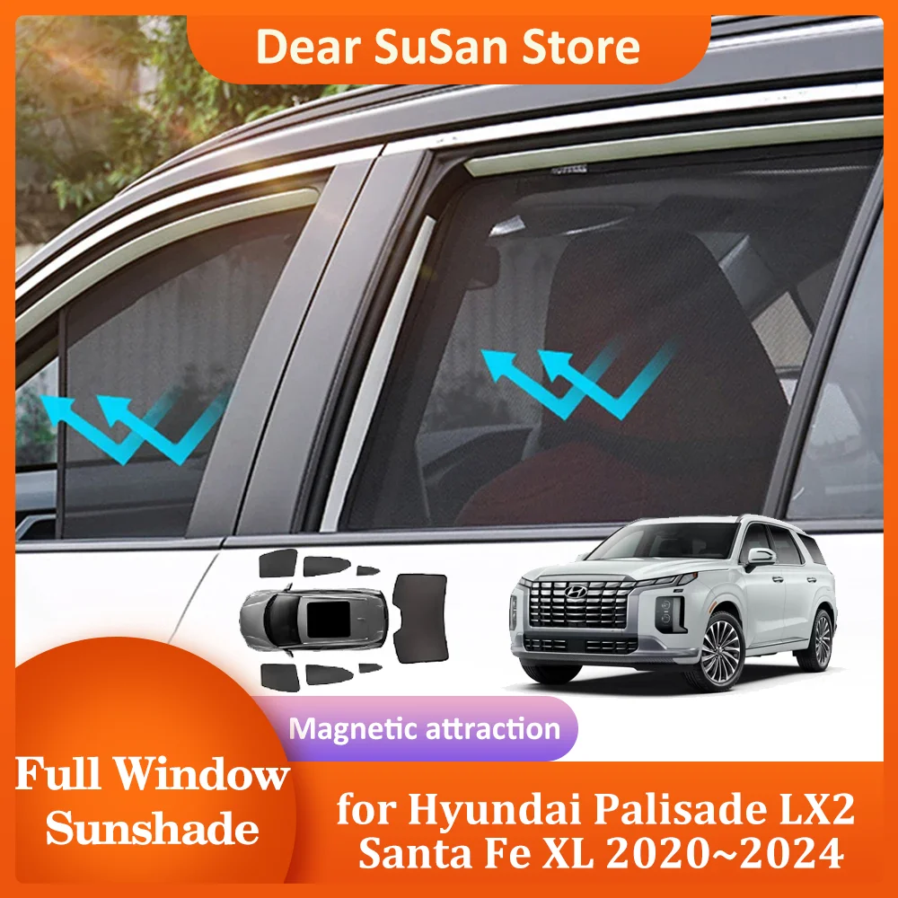 

Magnetic Sunshade for Hyundai Palisade LX2 Santa Fe XL 2020~2024 Roof Windshield Curtain Window Visor Sunroof Cover Accessories