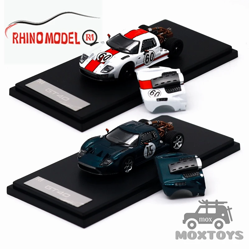 ライノモデル-1-64-gt40-ホワイト-メタリックグリーン-limited299-ダイキャストモデルカー