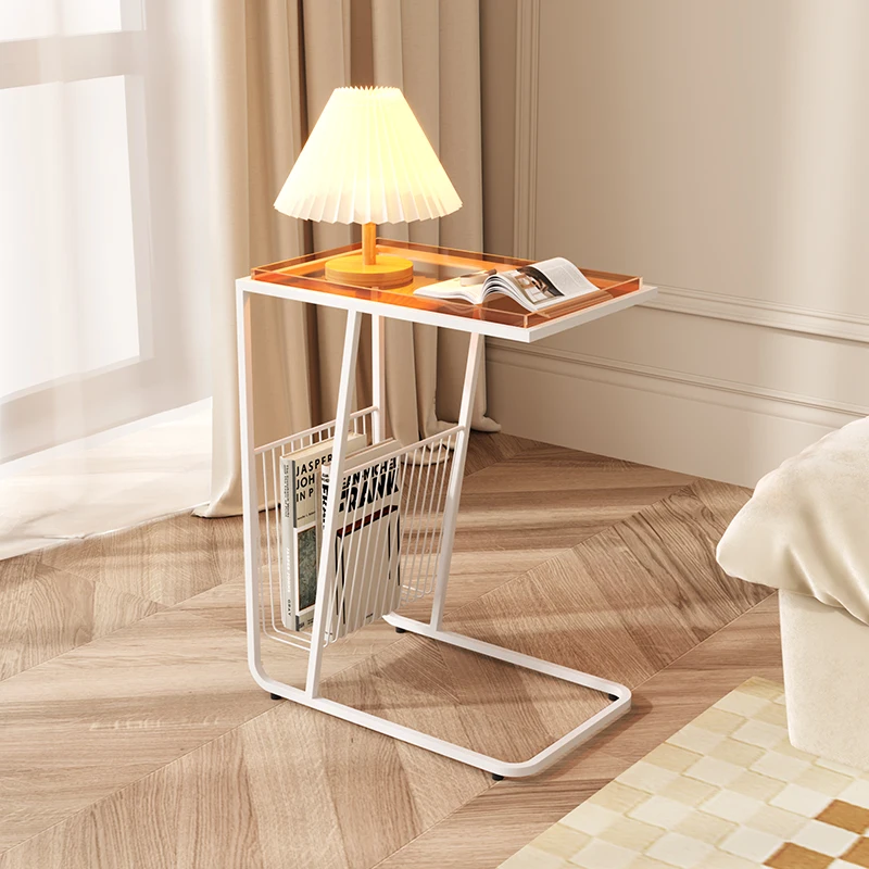 Acrylic C Shape Side Table Living Room Sofa Small Side Cabinet Creative Bedside-Use Side Table Side Cabinet