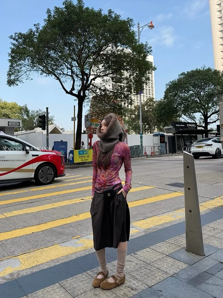 

MSKIN6 Новые шерстяные брюки-кюлоты с высокой талией, утягивающие, кофейного цвета, для офиса, женские, модные