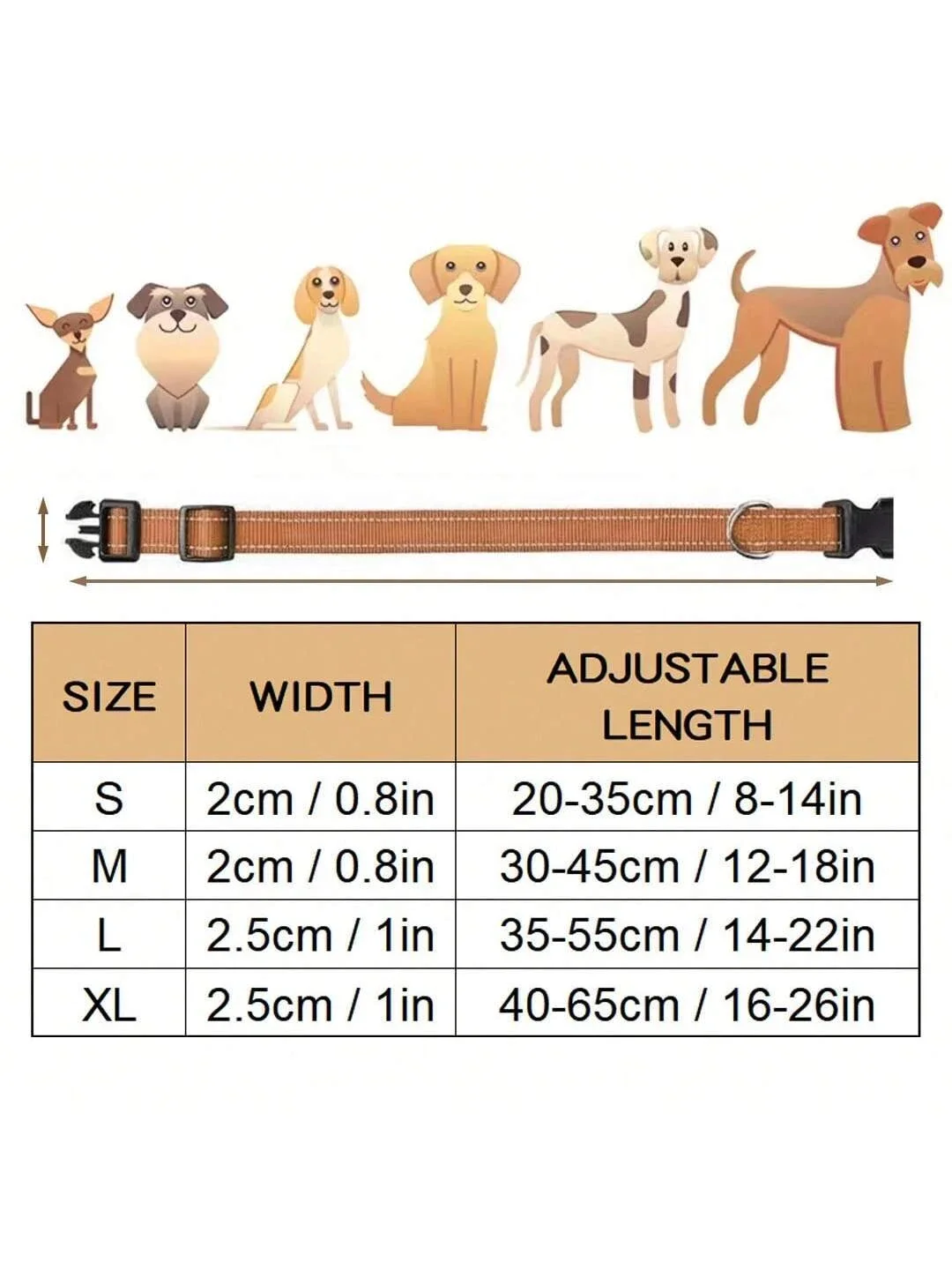 

Paw Print & Reflective Thread Dog Collar, Pet Supplies, Nylon Reflective Collar, For Large/medium/small Dogs, Adjustable Size