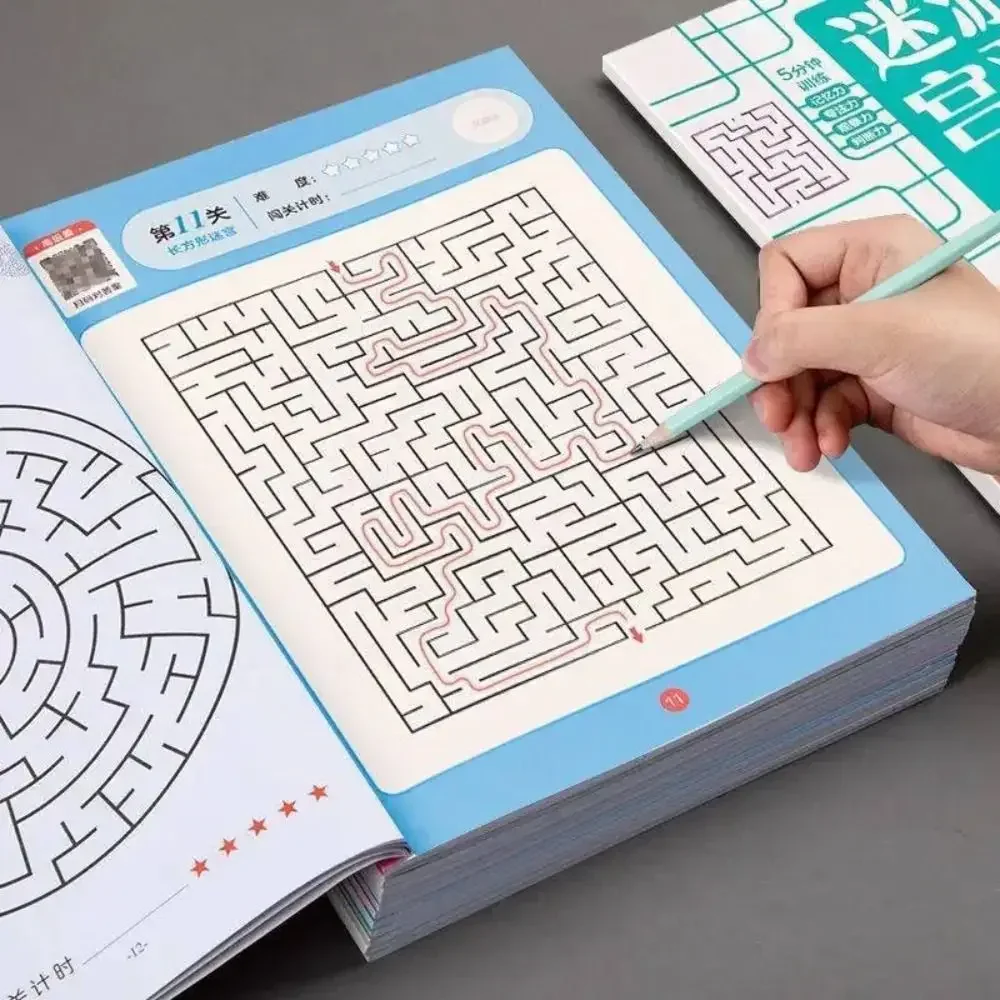 수학 장난감 종이 미로 책 파란색 주황색 녹색 차이점 찾기 두뇌 움직이는 미로 게임 집중력 훈련 미로