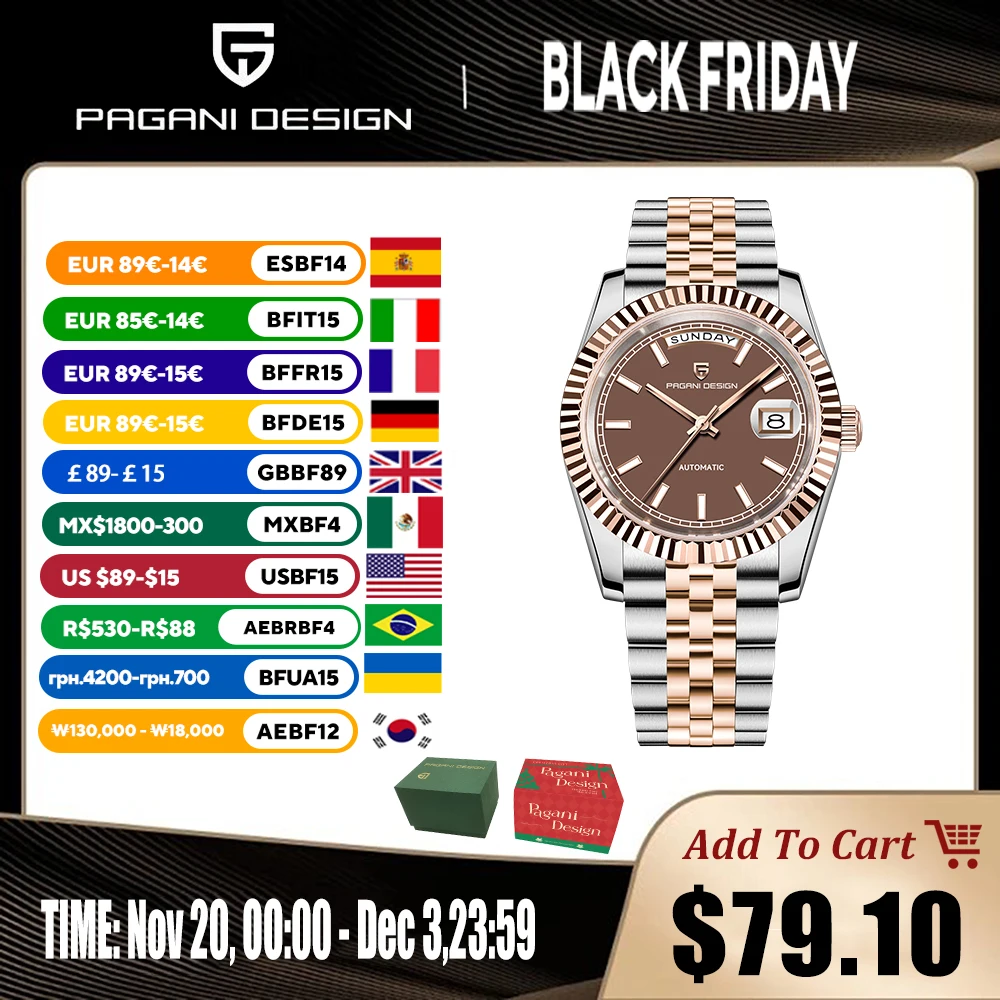 

Pagani Design DD36 Men's Watches Rose Gold Mechanical Watch Automatic Luxury 2025 AR Sapphire Mirror Wristwatch Gifts Man Clocks