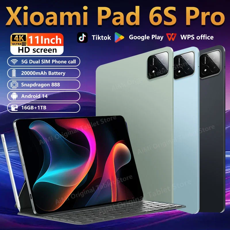 2024 Pad 6S Pro Android 14 11inch HD 4K Original Global Version Tablet PC 16GB+1T 20000mAh GPS 5G Dual SIM Bluetooth WiFi Tablet