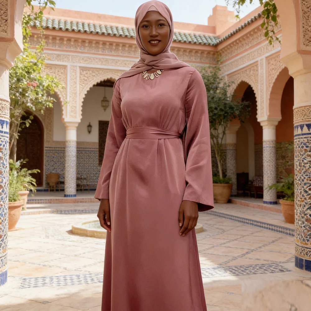 

Атласная абайя для женщин на Ид, Дубай, Турция, кафтан, мусульманское макси-платье, скромная абайя, исламская одежда, кафтан на Рамадан, женское платье, джалабия