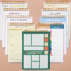 A5 Daily Planner Notebook 50 Sheets Spiral Bound English Weekly Self-Discipline Schedule Organizer Goals Tasks Time Management