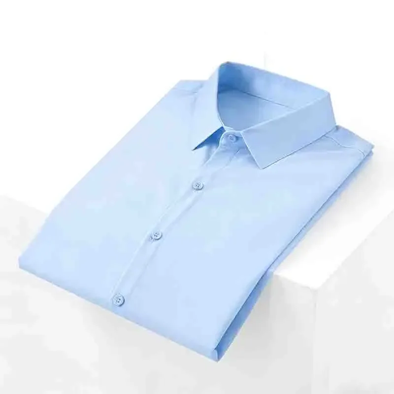 

Minimalist Men's Solid White Long Sleeve Button Shirt Non-iron Casual Top for Daily Wear