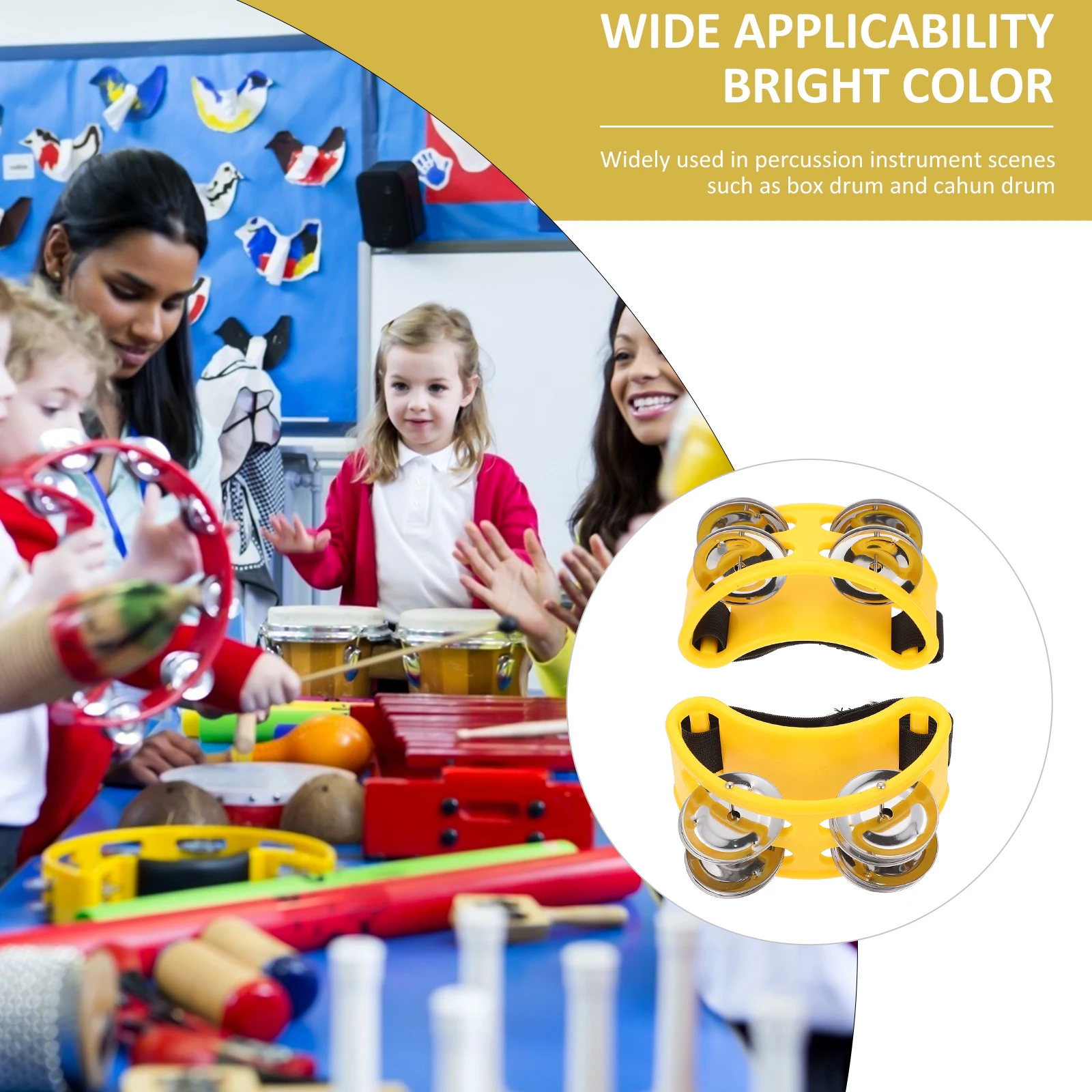 

2pcs Handheld Foot Tambourine Shaker For Kids Karaoke Parties Rhythm Instruments Bright Sound Comfortable Grip Stainless Steel
