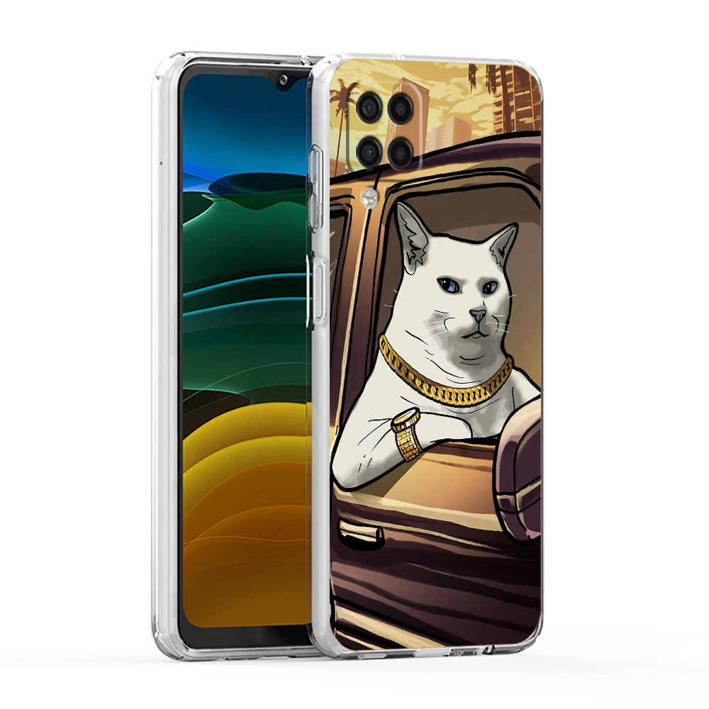Cartoon Cat Art Soft Cover for Samsung Galaxy A13 A15 A17 A22 A23 A25 A32 A35 A51 A52 A53 A55 5G Transparent Phone Case Present