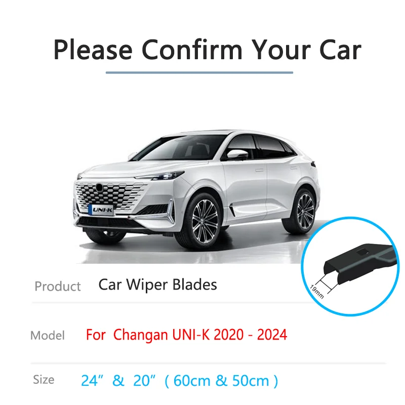 For Changan UNI-K UNI K 2020 2021 2022 2023 2024 Front Rear Wipers Blades Rubber Windows Replacement Cleaning Parts  Accessories