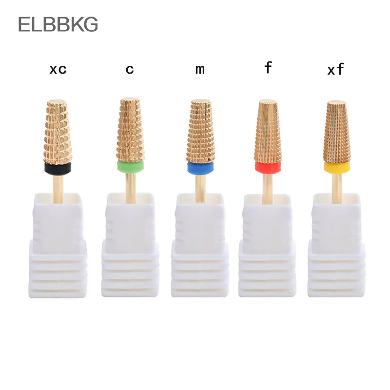 Milling Cutter Golden Tungsten Carbide Nail Drill Bits For Electric Nail Drill Manicure Machine Pedicure Nail Files Accessories