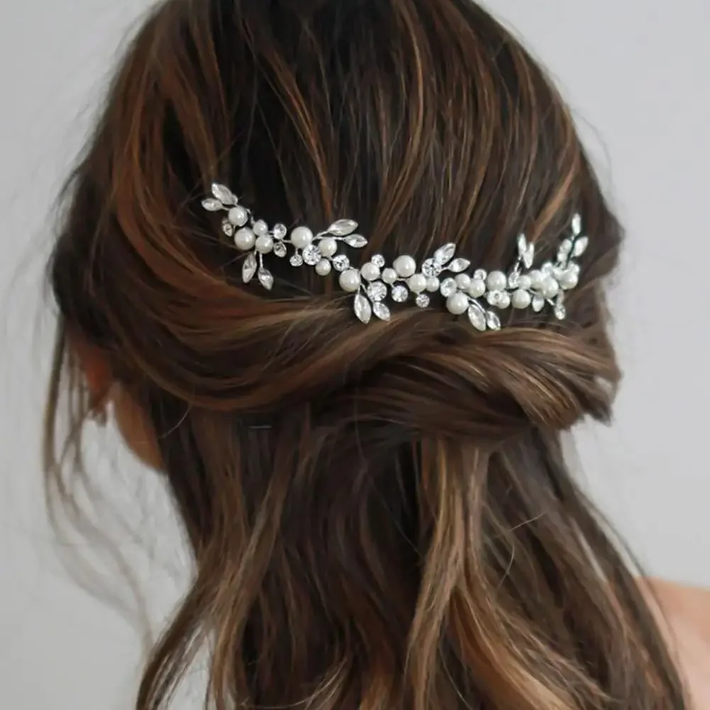 Fabuloso tocado de novia con cable, tocado de novia, perla de imitación, joyería decorativa para el cabello exquisita, accesorios de boda