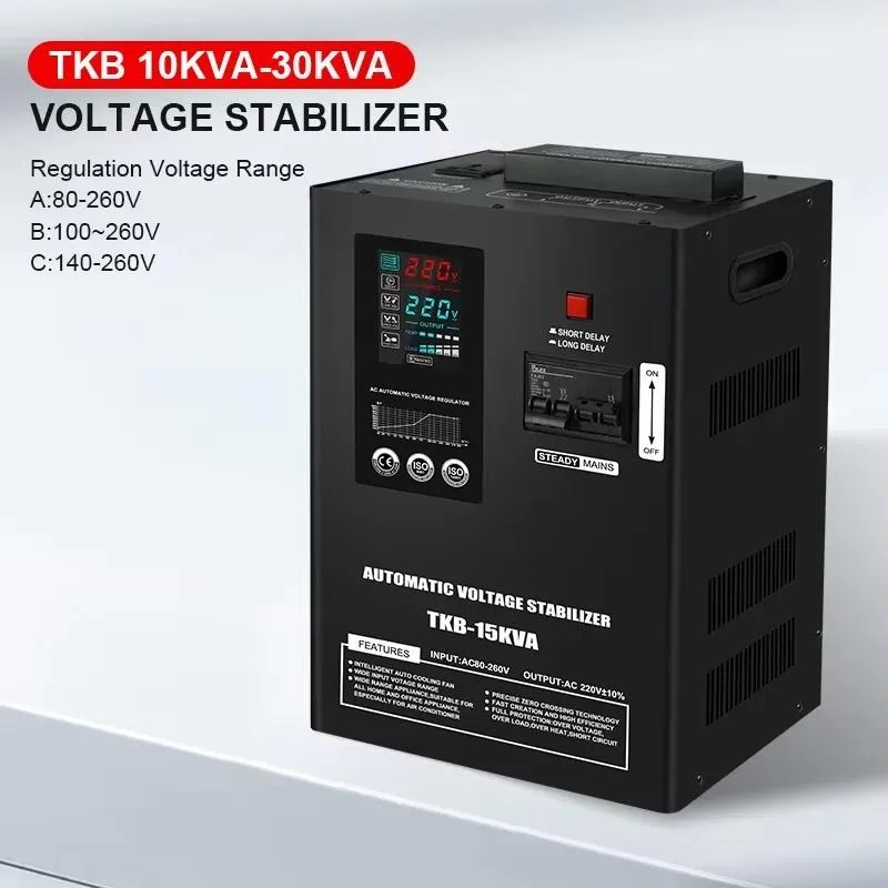 15KVA Wall Mounted Automatic Voltage Regulators Stabilizers Ultra 80V-260V Type Single Phase 220V AC Power