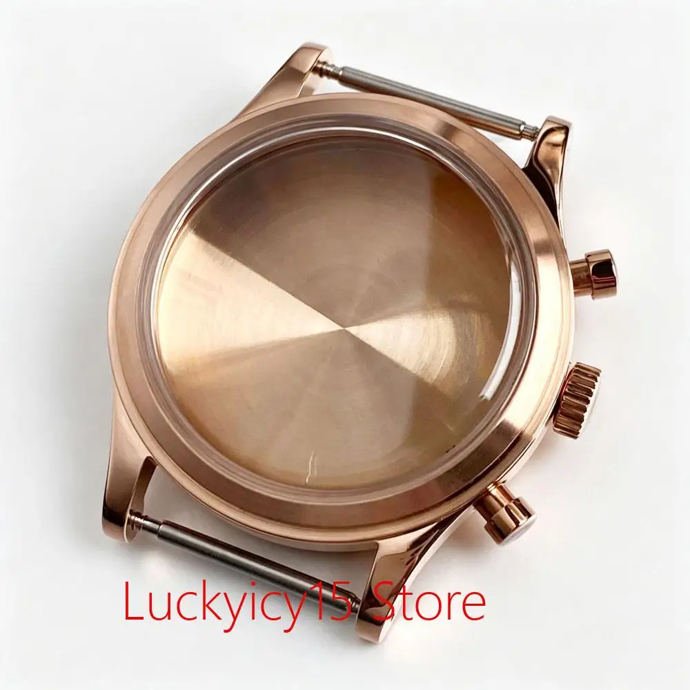 Edelstahl Roségold/Silber/Schwarz PVD Quarz-Uhrengehäuse für MIYOTA OS20 OS21 VK63 VK64 Mineralglas Uhrenteile 38MM