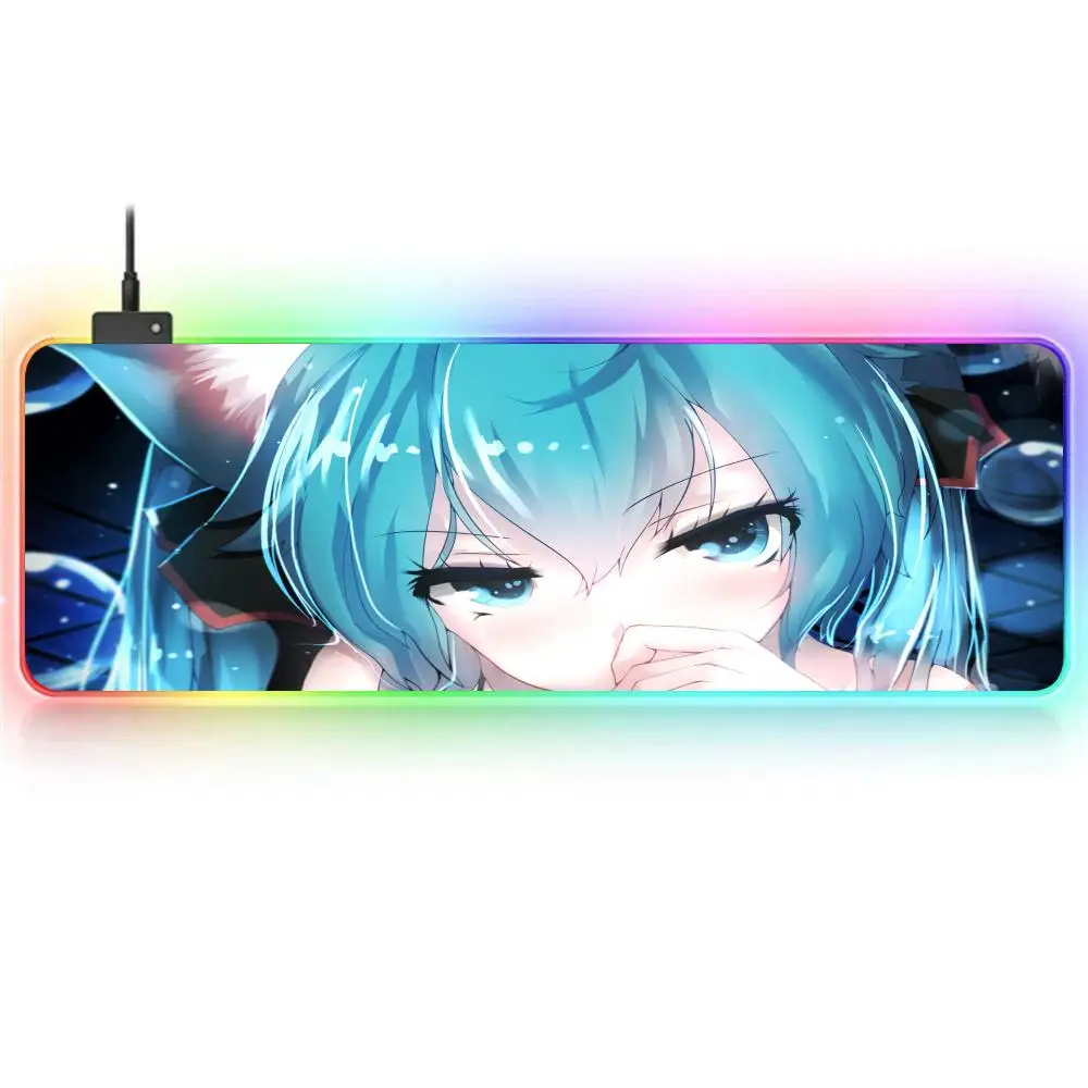 Games About H-Hatsune M-Miku MAISTO Mouse Pad RGB Large Gaming Mouse Pad Non-slip Rubber Base Keyboard Pad Extra Large Luminous