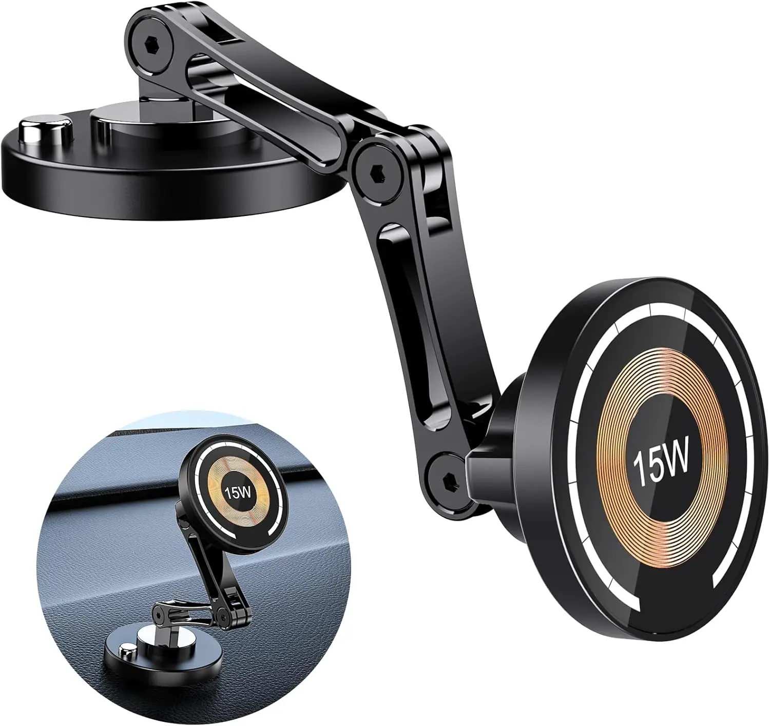 

15W Magnetic Wireless Car Mount Charger for iPhone 17/16/15/14/13/12 & All Smartphones