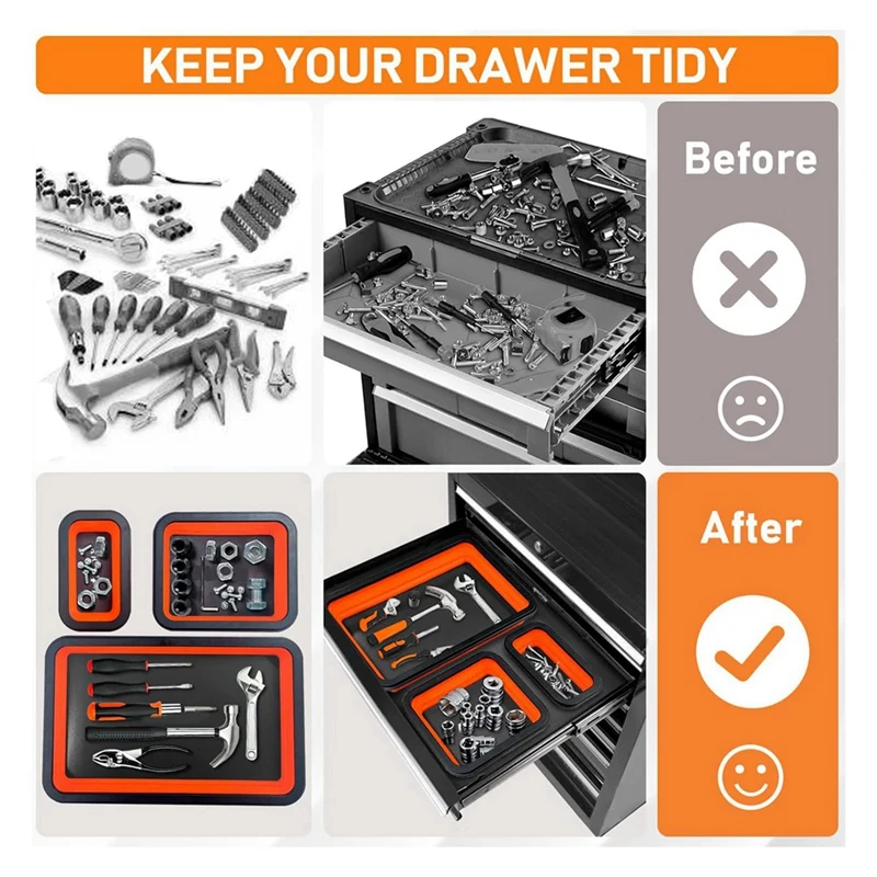 AB15-Magnetic Parts Tray Set, 3 Different Size Foldable Silicone Magnetic Tool Trays For Bolts, Screws, Nuts , Mechanic Tool