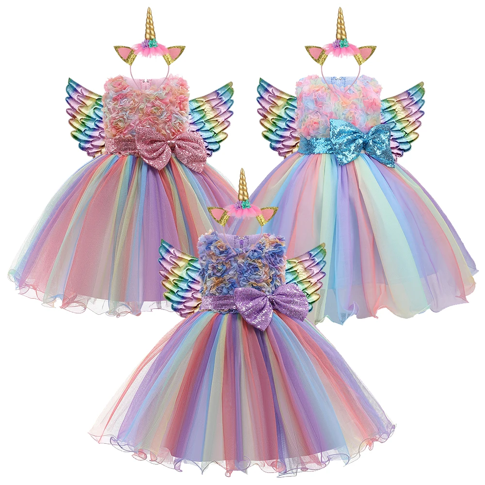 

Baby Girls Unicorn Tutu Dress Wedding Flower Girl Rainbow Tulle Dress Birthday Party Princess Dress Kid Carnival Cosplay Costume