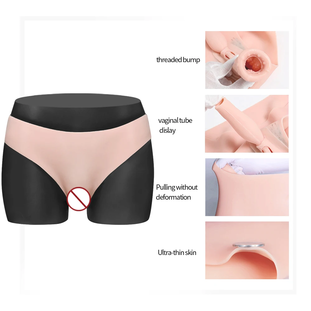 KUMIHO Realistic Silicone Panties Sexy Fake Vagina Form Crossdresser Transgender Shemale Drag Queen Cosplay Gays Pussy Pants