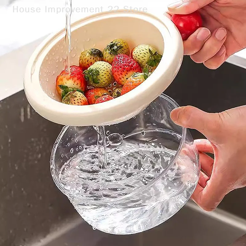 Cesta de drenaje de alimentos, cesta de lavado de frutas y verduras de doble capa, escurridor de cocina para el hogar, accesorios
