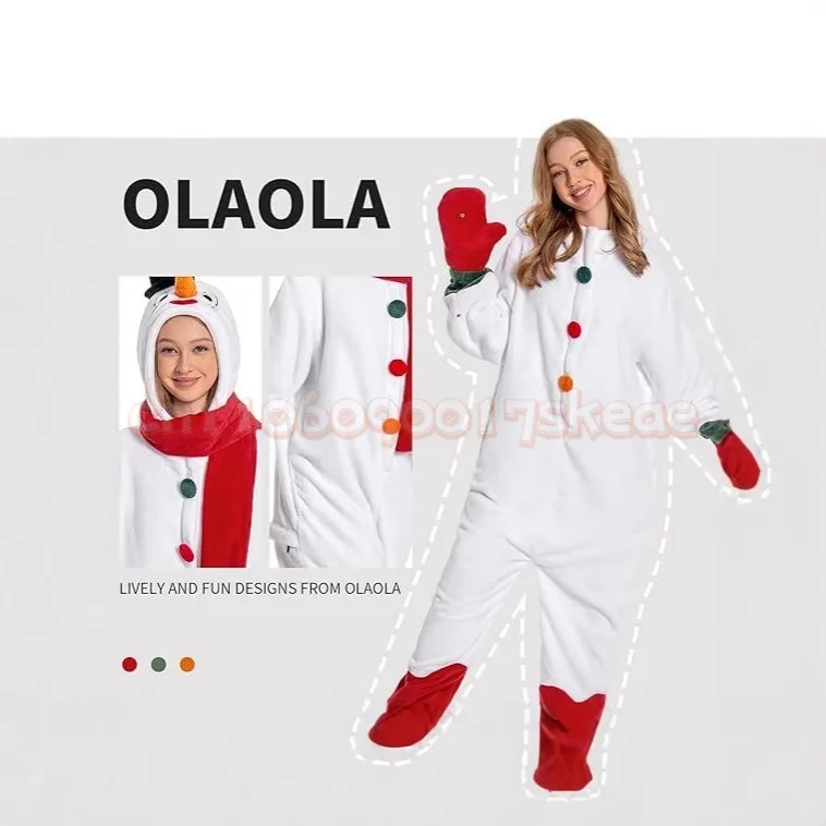 ชุดคริสต์มาสสำหรับผู้ใหญ่และเด็ก ชุดนอนผ้าพลัฌแบบครอบคลุมสำหรับพ่อแม่ลูก ลายซานตาคลอส กวางเรนเดียร์น่ารัก มนุษย์หิมะ ชุดคอสเพลย์ ชุดนอนผ้าอุ่นสำหรับใส่ที่บ้าน