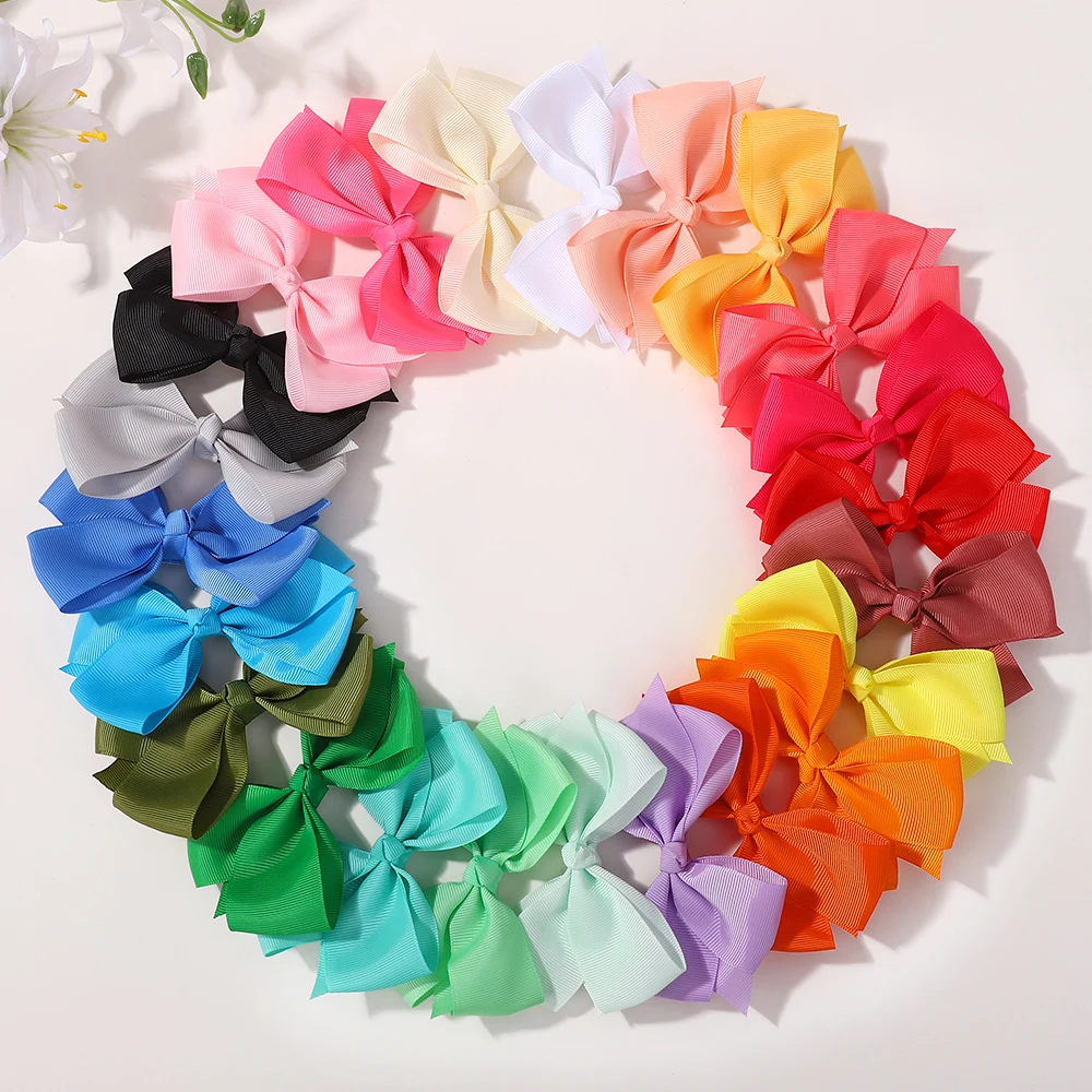 

30 шт. случайный цвет 4,9x3,15 дюйма, заколки для волос с бантом и челкой для девочек, вечерние дорожные заколки для волос, нарядные детские аксессуары для волос