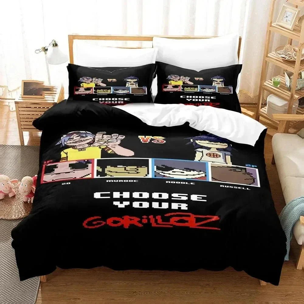 

New 3D Print Gorillaz Music Band Comfortable Duvet Quilt Cover Pillowcase Bedding Set Children Bedroom Decoration Home Textile