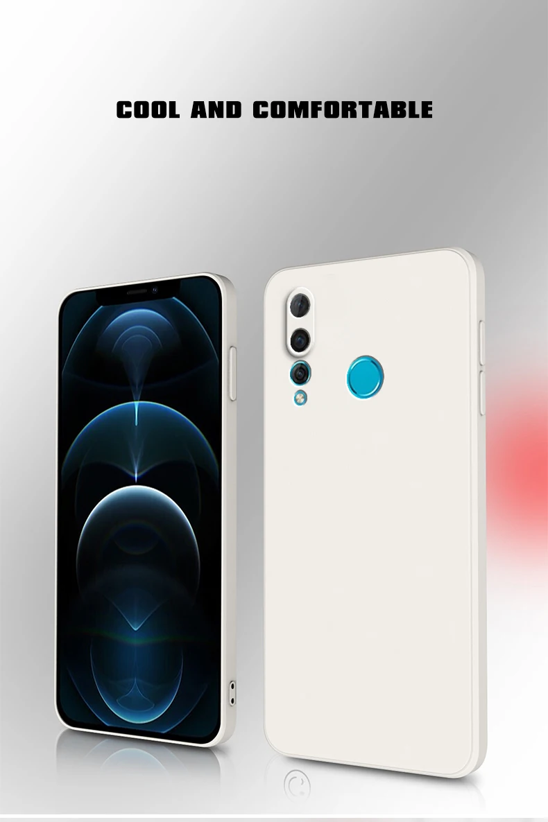 Quadratische Handyhülle aus flüssigem Silikon für Huawei Y6P Y7P 2020 P40 Lite E Y6 Y6S Y7 Y9 Prime 2019 P Smart Z P30 Lite Rückseitenhülle – Detail 2