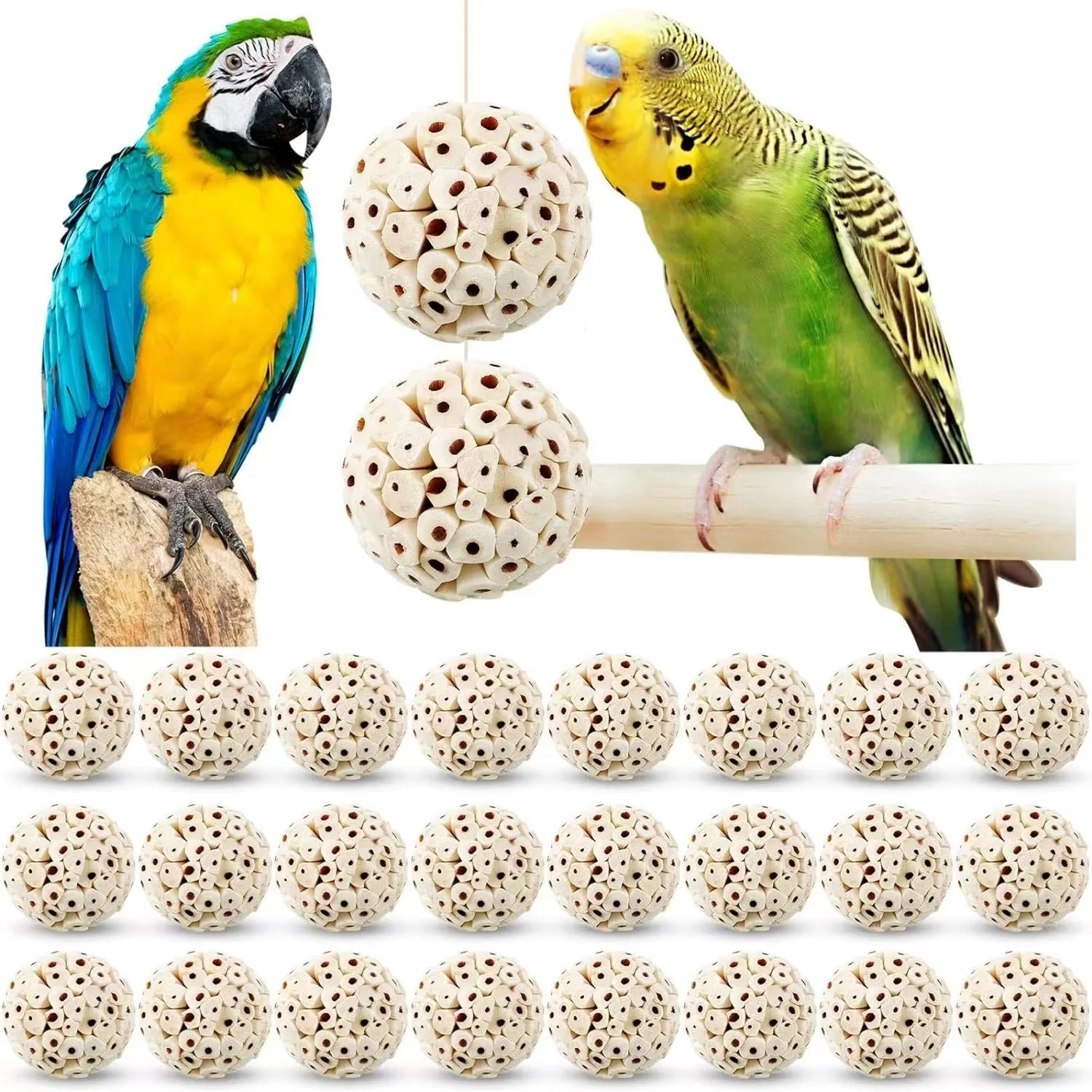 Brinquedo de mastigar pássaro natural sola bola papagaio triturador brinquedo de forragem para finch cockatiel africano para gerbil cinza pequeno