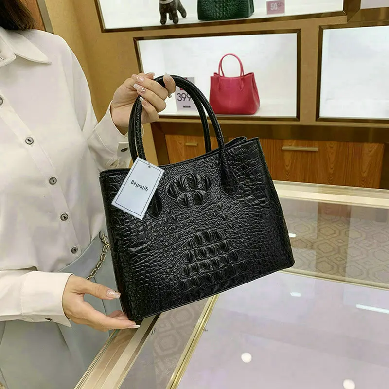 Authentic Alligator Skin Female Orange Purse Lady Three-way Green Handbag Genuine Crocodile Leather Women\'s Single Shoulder Bag