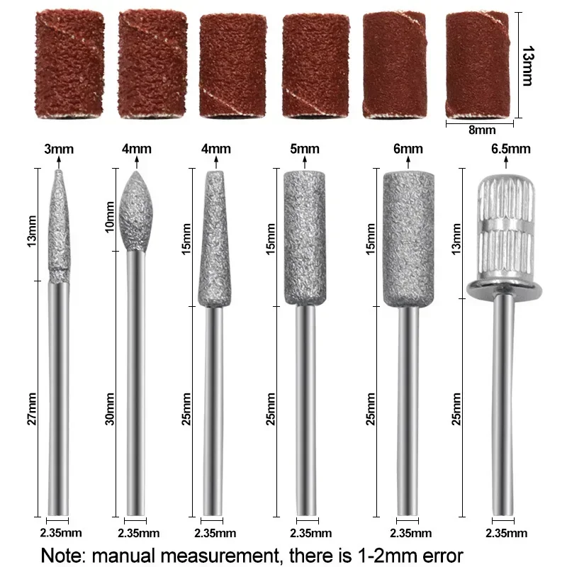 Conjunto de brocas para unhas, acessórios profissionais para arte em unhas, ferramentas em formato de cutícula para manicure e pedicure, polimento