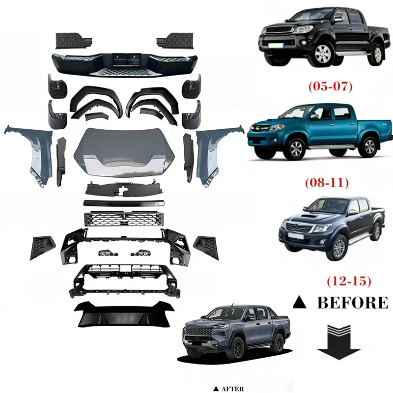

For Hilux Vigo Revo Rocco to 2026 New Model Full Body Kit Old to New Upgrade Conversion Exterior Accessories