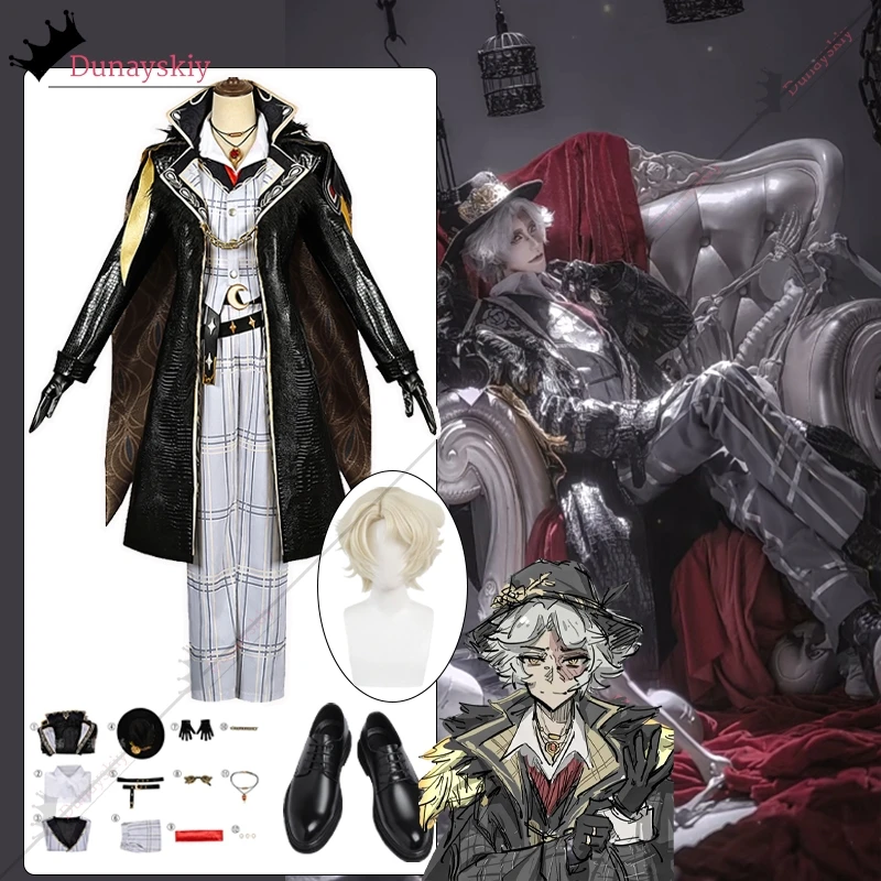 Game Identity V Prospector Cosplay Costume Vintage Medieval Cape Knight Uniform Ravenous Role-playing Wig Shoe Prop Suits S-3XL