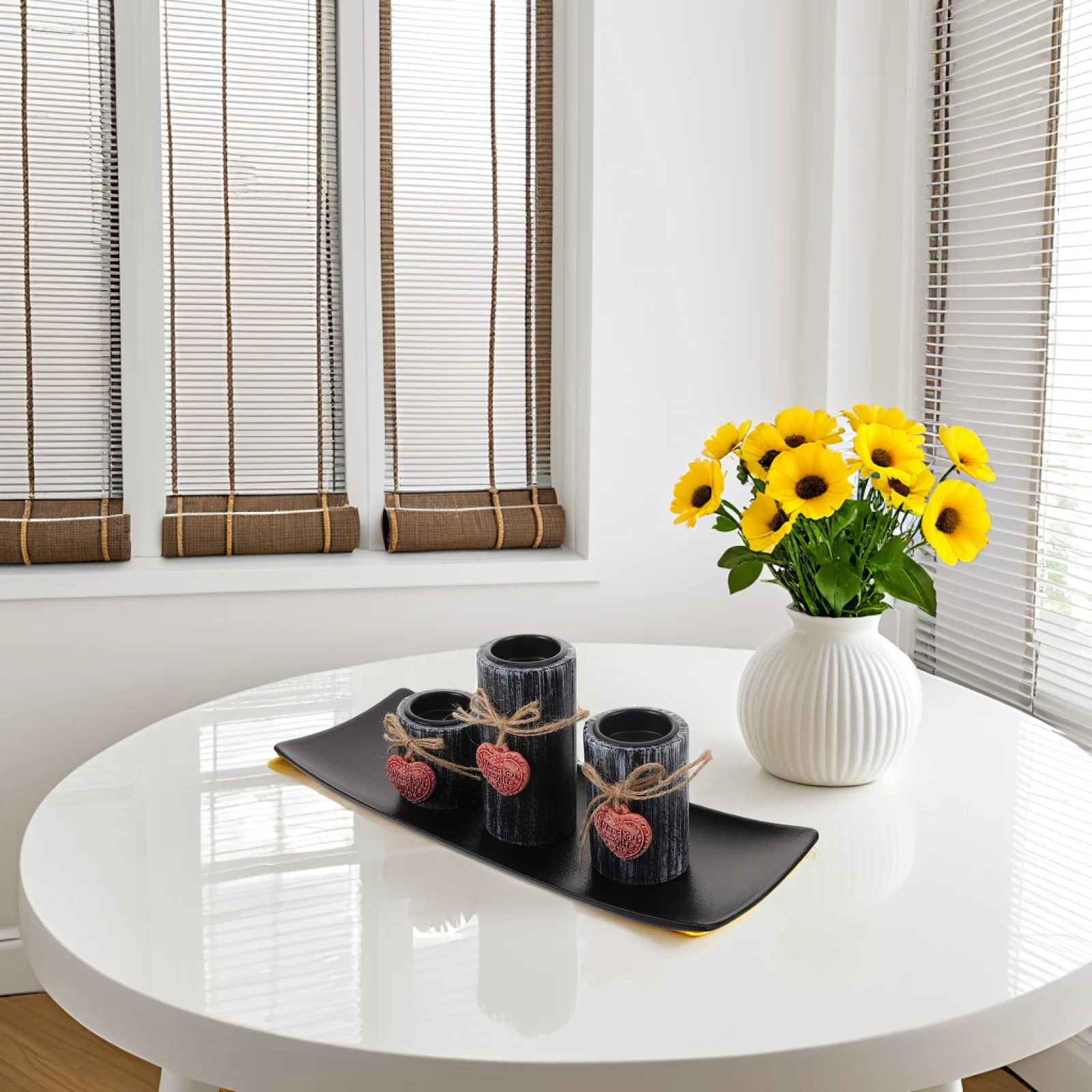 

Holder Set Resin Tealight Home Holder Vintage Design Farmhouse Coffee Table Olive Centerpiece Tray Decor for Dining Room