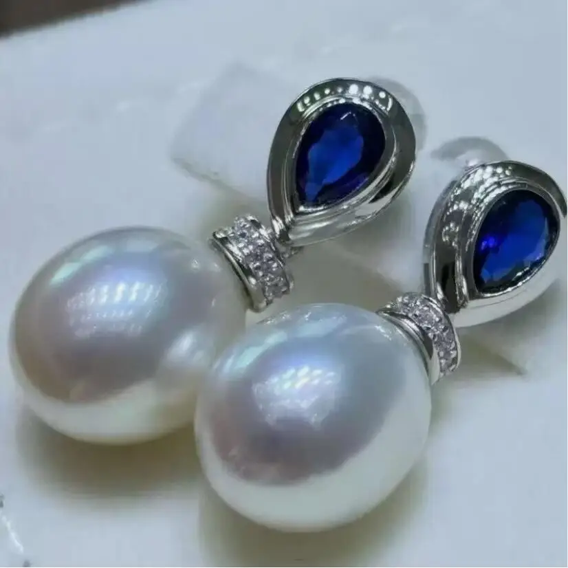 

charming 10-13mm south sea drop white pearl dangle earring 925s