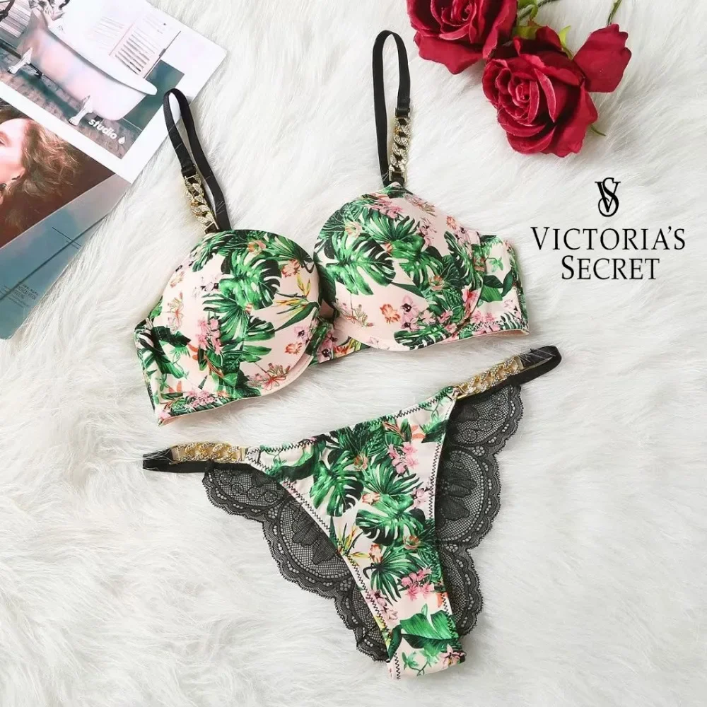 New Women's Sexy Bra and Panty Set Comfortable push up Shapewear Adjustable Padded Gathered Victoria's Secret Lace Lingerie Set