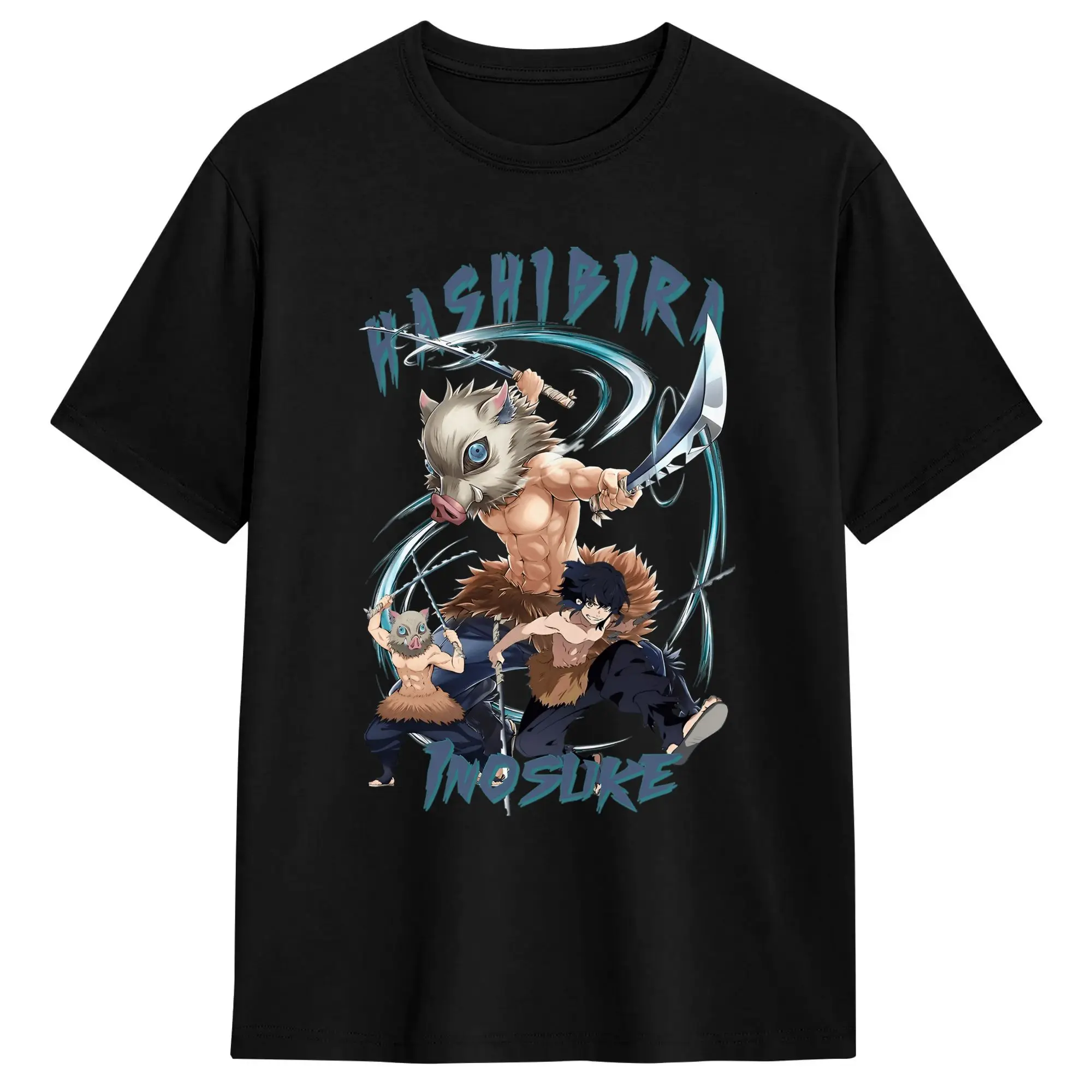 Men T-Shirt Inosuke Casual Pure Cotton Tee Shirt Short Sleeve Demon Slayered T Shirts Round Collar Tops Summer