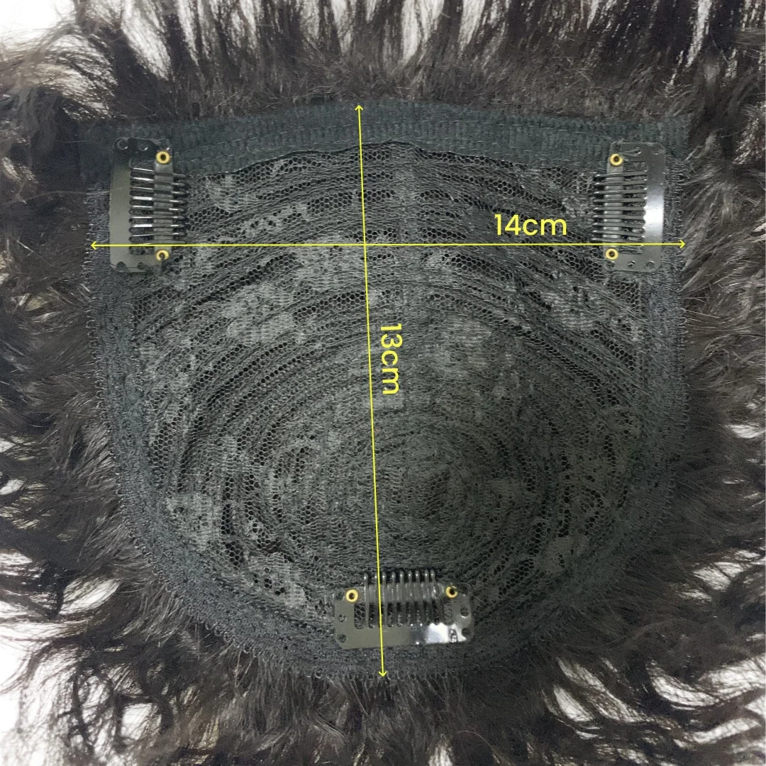 Human Hair Toppers Short Curly Hair Topper with Bangs For Women Natural Cornrow Hairpieces Wavy Hair 15cm Gray Hair Cover