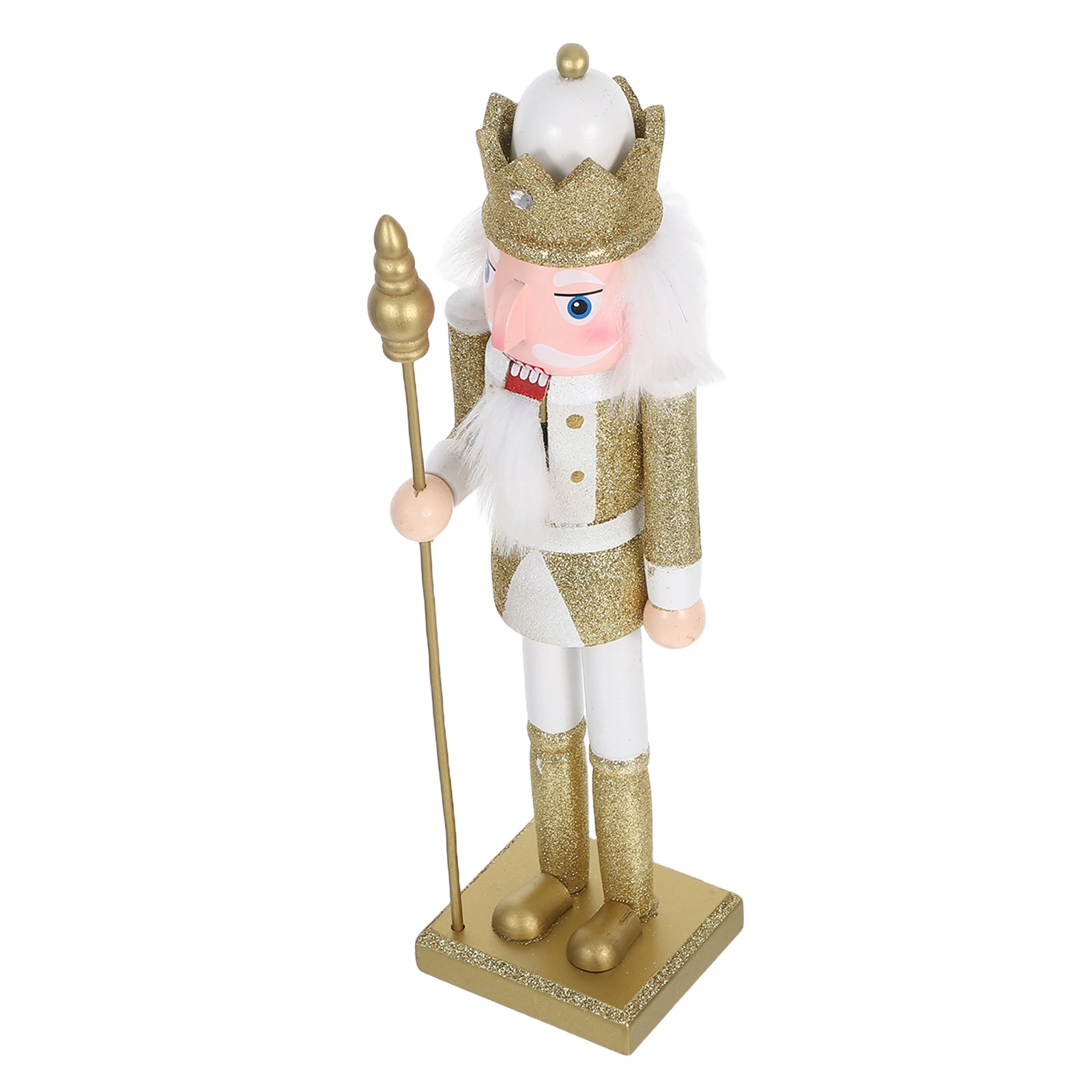 

38Cm Wooden Nutcracker Soldier Figure Christmas Decoration Festive Holiday Home Tabletop Ornament Stable Base Vibrant Colors