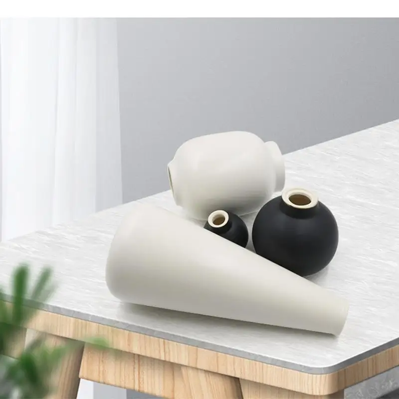 Modern Black White Matte Ceramic Vase Art Desktop Ornament Living Room Decoration Split Simple Nordic Home Decor