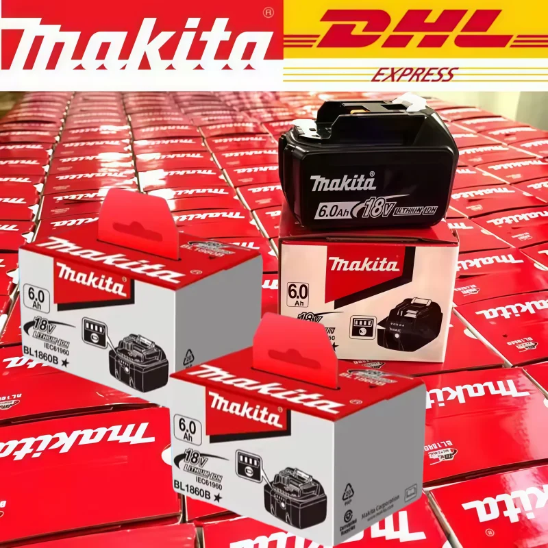 

100% Original NEW Makita 18V 6.0Ah Rechargeable Battery for Makita Power Tools with LED Li-ion Replacement LXT BL1860 BL1850