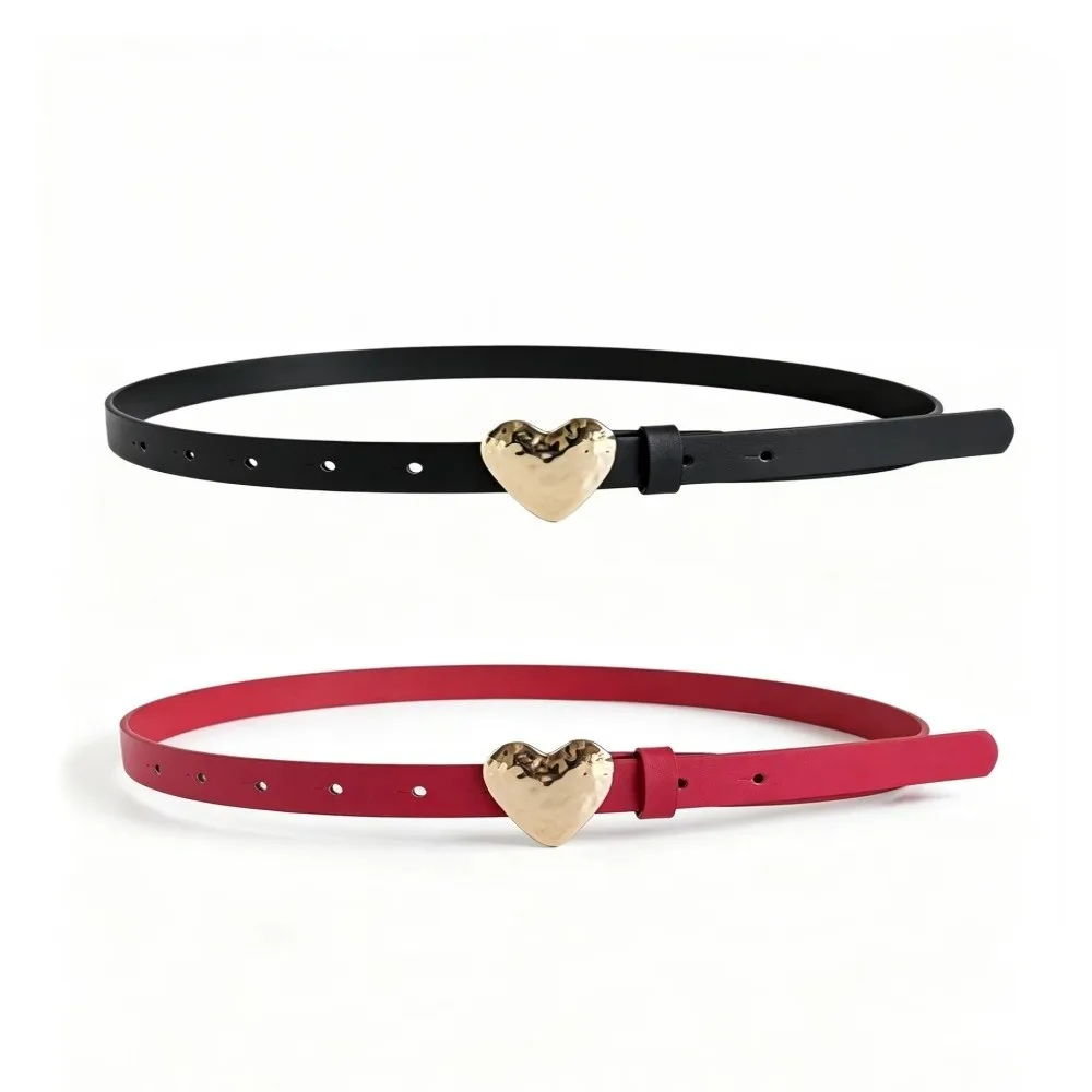 Casual Irregular Women's Slim Belt PU Heart-shaped Buckle Waistband Dress Jeans Belt Clothing Accessory